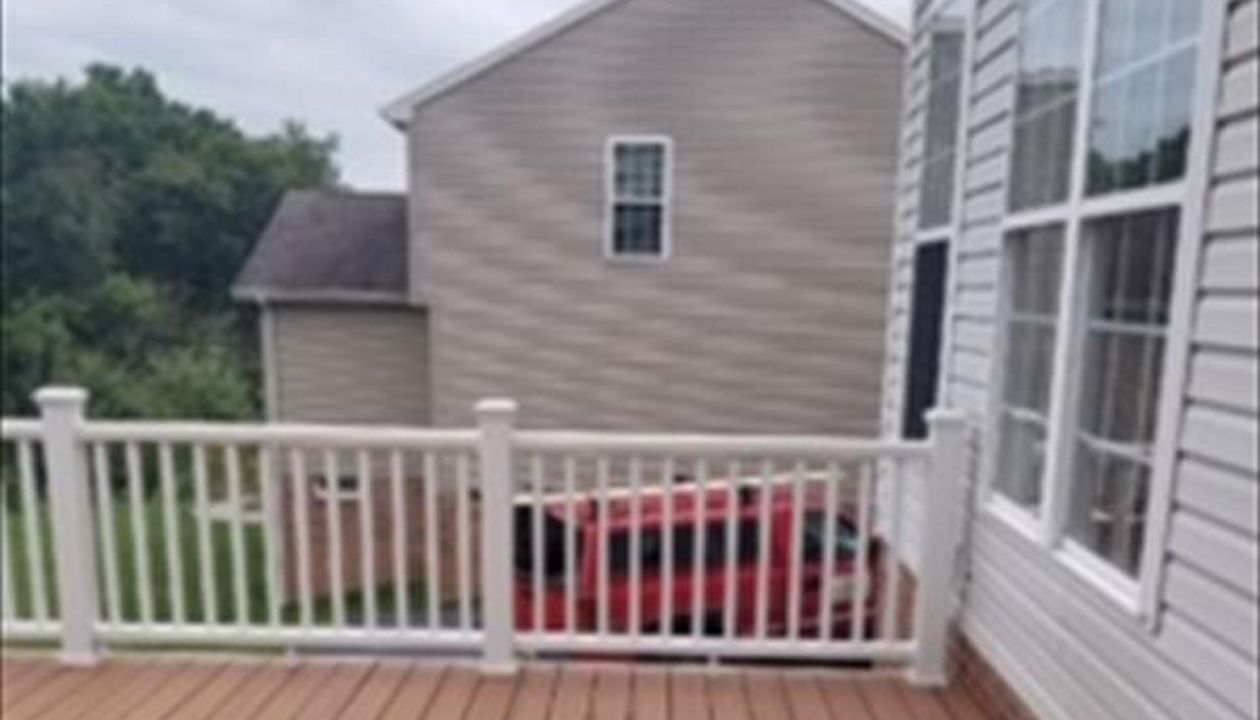 Tiki Torch with White Railing