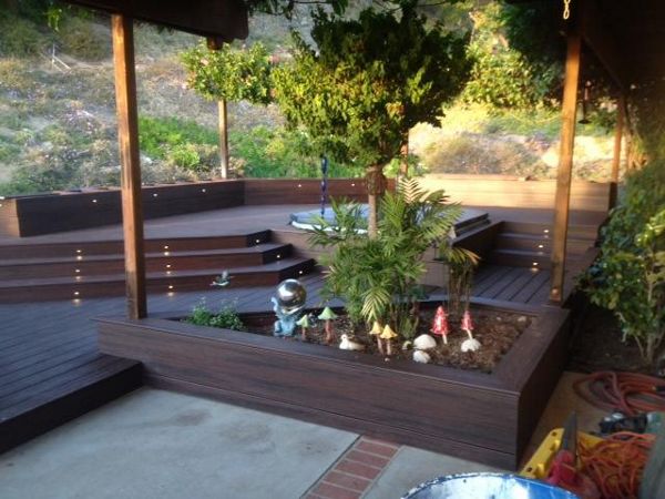Lava Rock decking and fascia w/ Trex riser lights