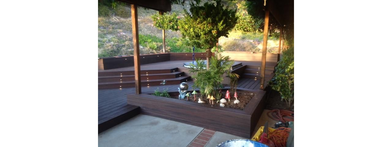 Lava Rock decking and fascia w/ Trex riser lights