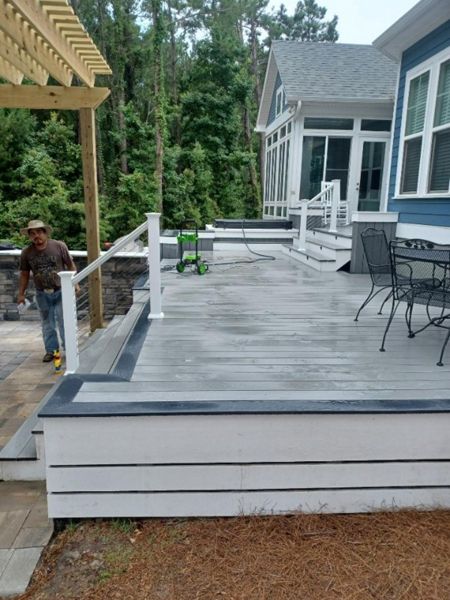 Exquisite new Trex Select Pebble Grey deck with Winchester Grey picture frame in St. James, NC!