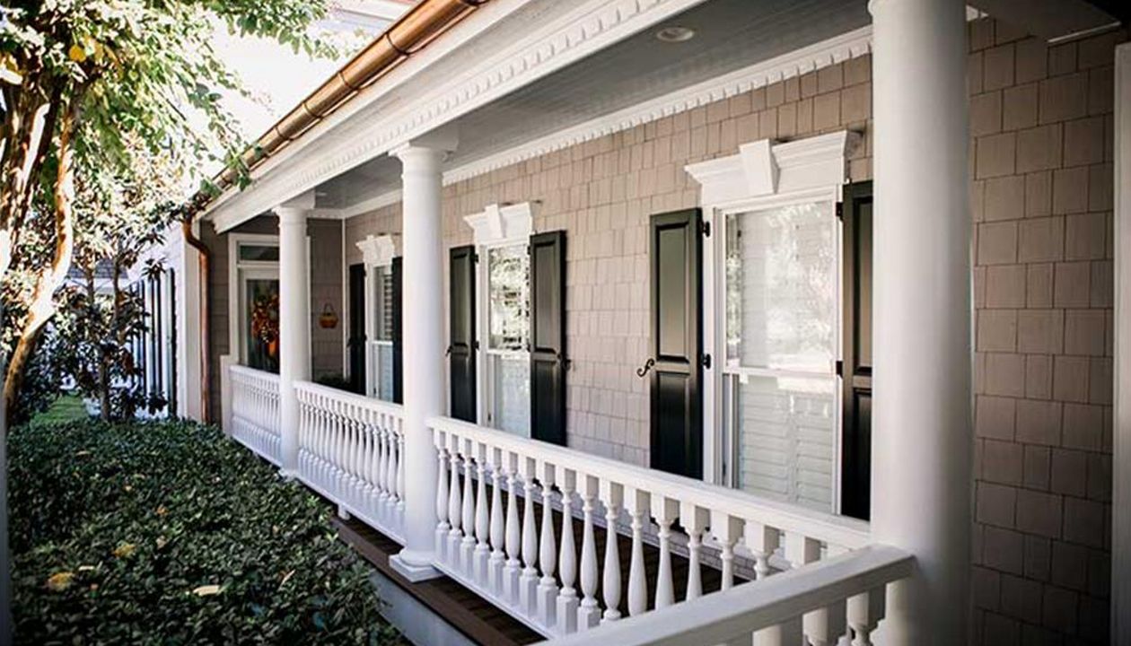 Trex Transcend Spiced Rum compliments these white columns for the complete custom look.