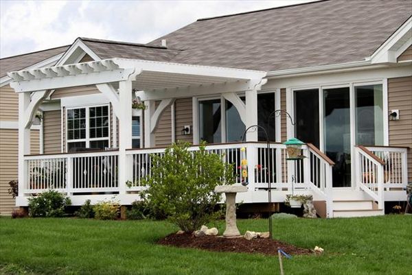 White and Tree House Transcend Railing and Pergola