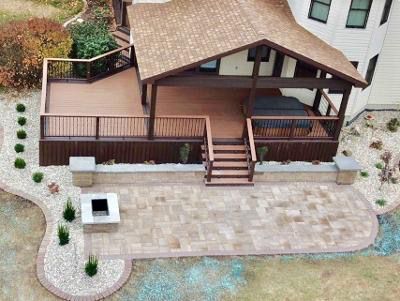 Trex deck with lanai and built in hot tub in Springfield IL.