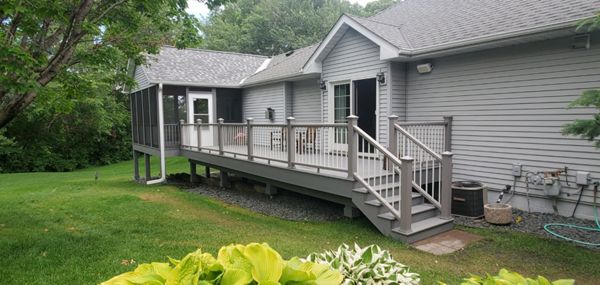 Pebble Gray Select with Trex Transcend Railing (both deck and porch)