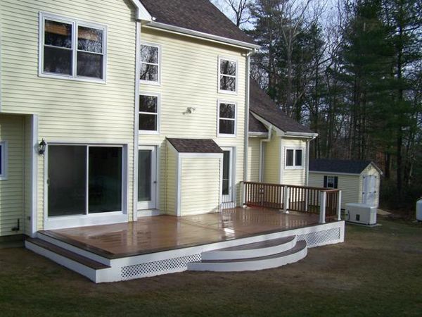 Tropical Tiki Torch and Lava Rock Perimeter Decking