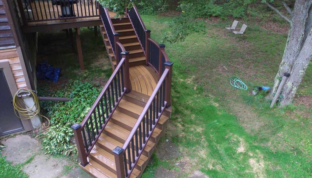 Trex Transcend custom curved stairway
