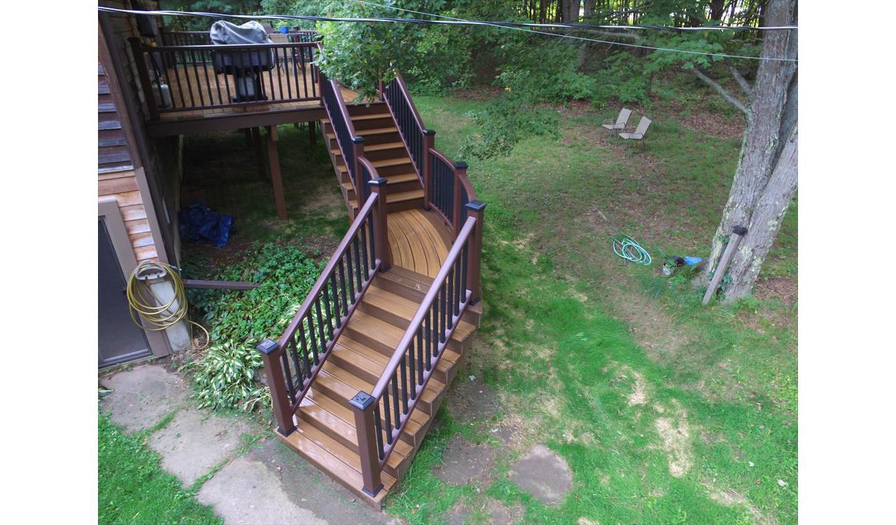 Trex Transcend custom curved stairway