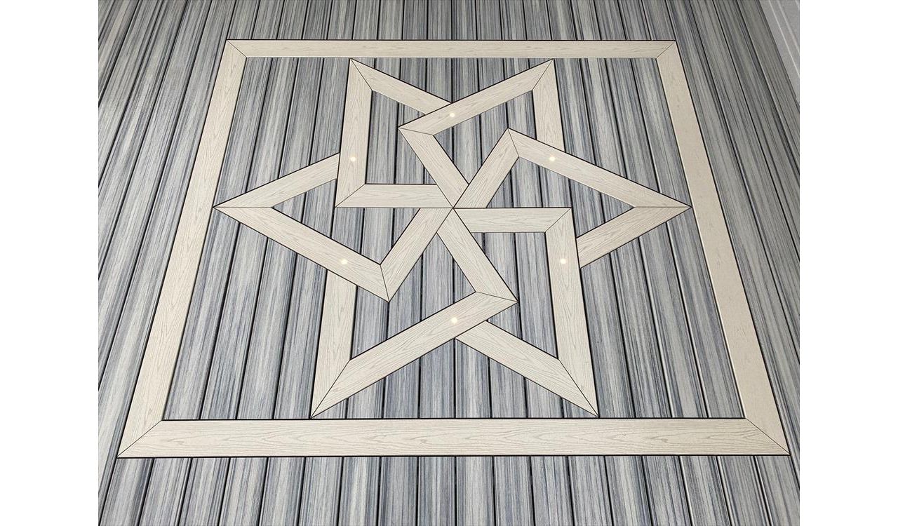 We offer a Trex Decking Inlay with a unique custom design. This is our "Six-Pointed Hexagram" Inlay Design.