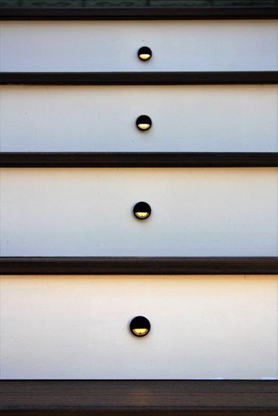 Trex outdoor lighting fixtures on a Trex staircase