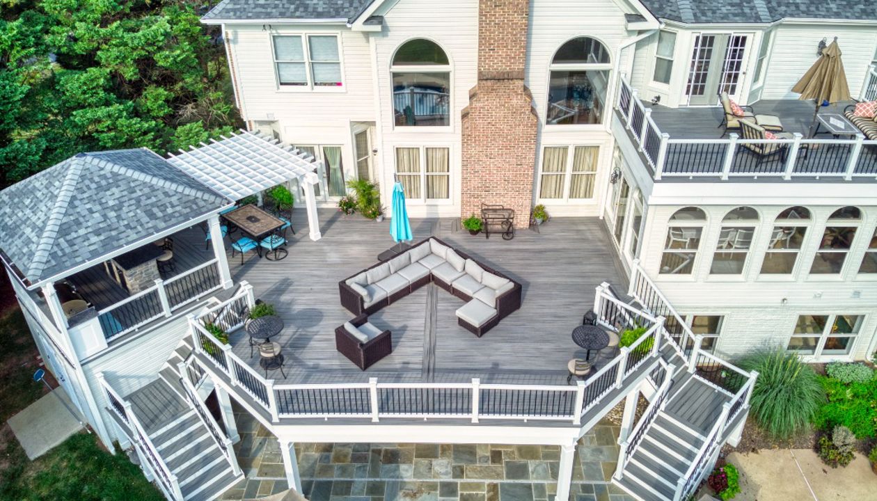 Trex Transcends Deck with Rain Escapes, Pavilion, Pergola, & Outdoor Kitchen