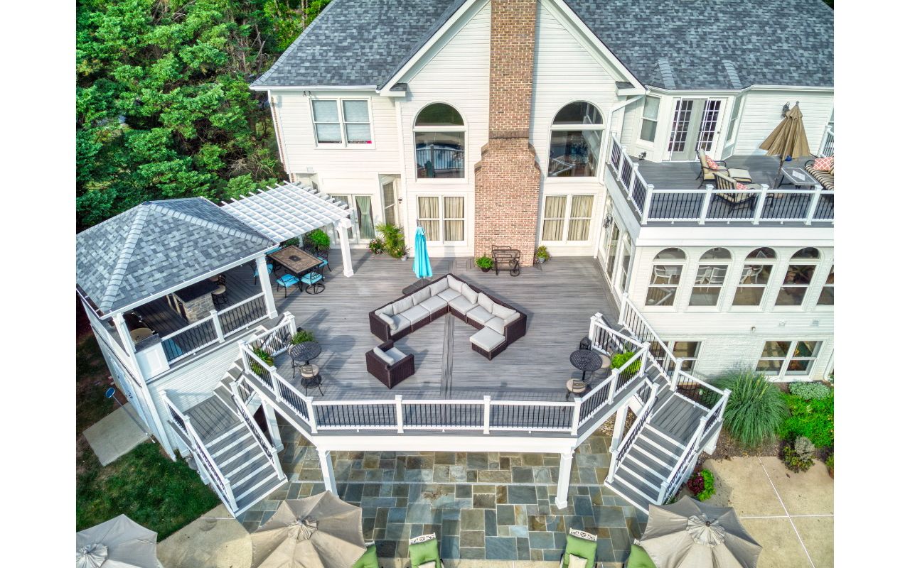 Trex Transcends Deck with Rain Escapes, Pavilion, Pergola, & Outdoor Kitchen
