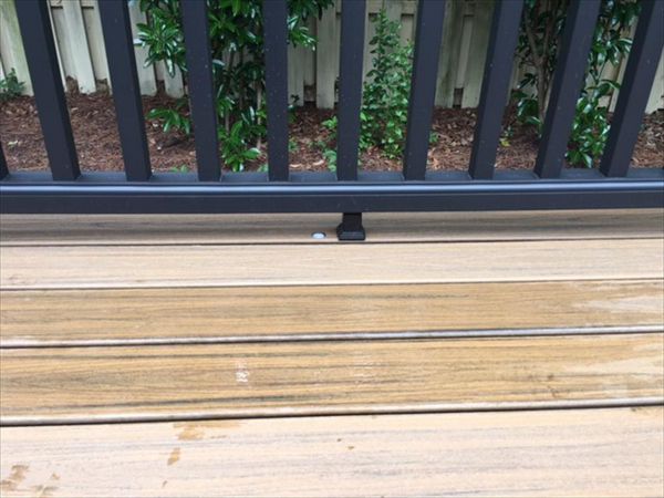 Trex recessed deck lighting on the outside perimeter provides a wonderful ambiance in the evenings