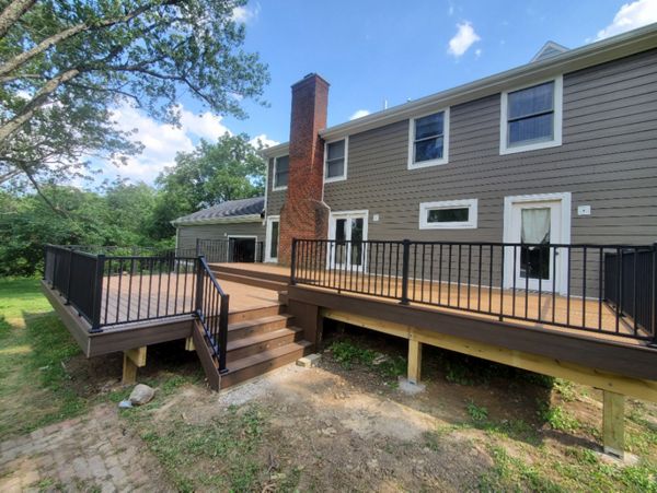 multi level deck to create separate spaces for dining