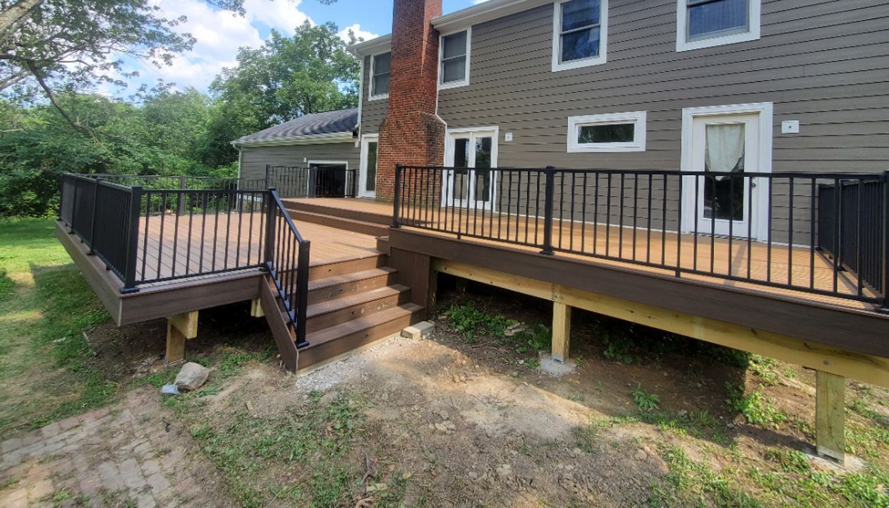 multi level deck to create separate spaces for dining