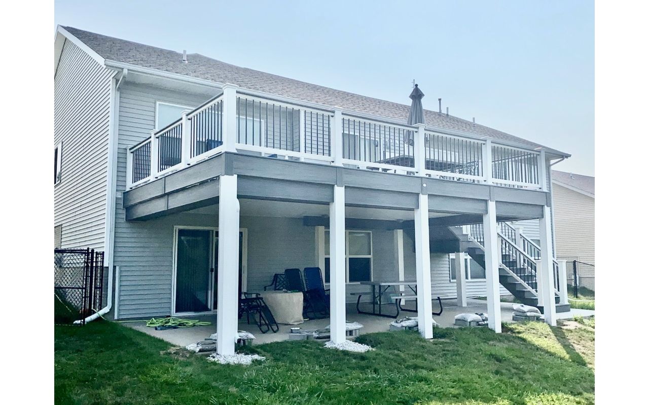 Trex Transcends Island Mist Decking, Select Railings, Rain Escapes Ceiling, & A Lot Of Detail Work