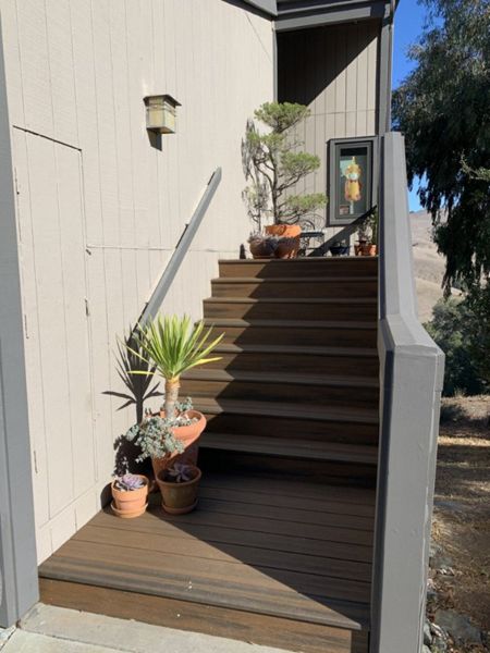 Trex Transcend Tropicals Spiced Rum, painted redwood railing, El Cerrito