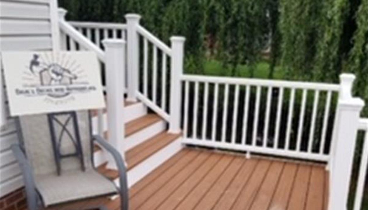 Tiki Torch with White Railing