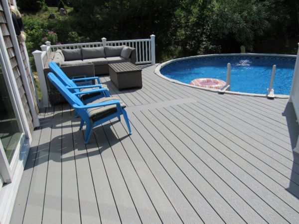 TrexSelect color Pebble Grey and Transcend Railing color Classic White