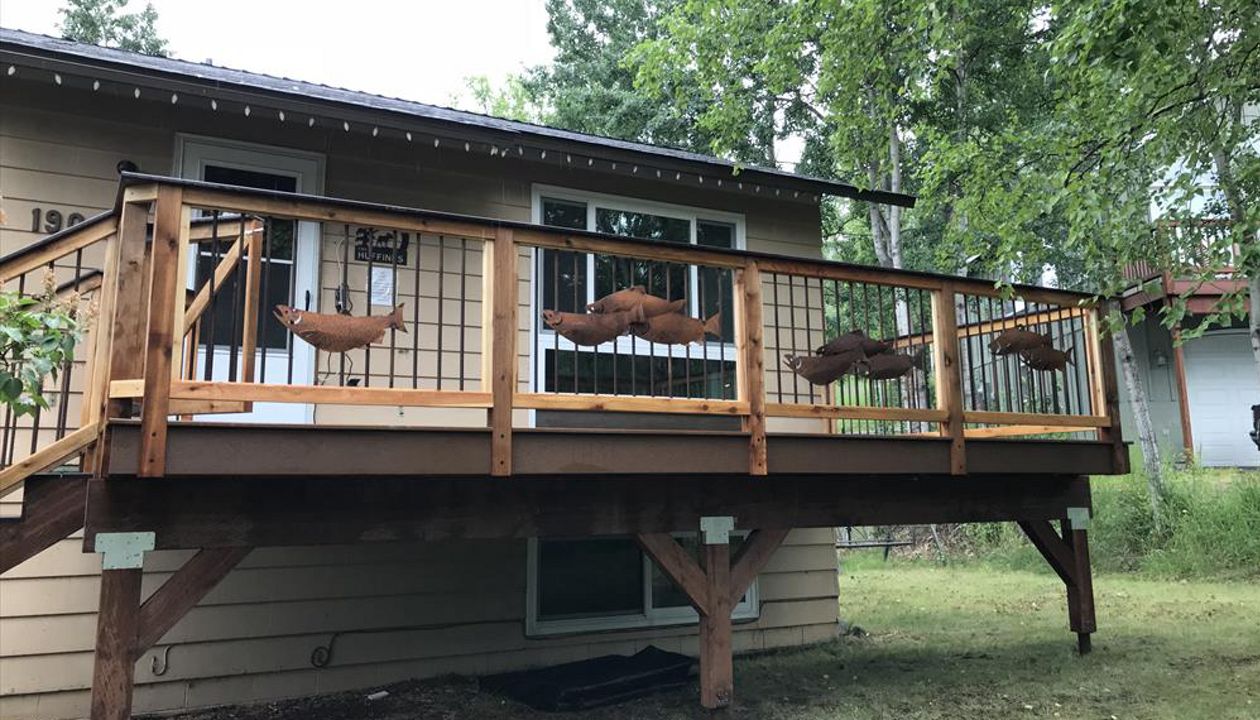 This signature rebar rail features a school of sockeye salmon