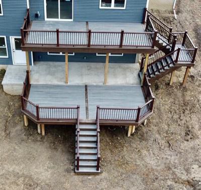 Muti level Trex deck with rain escape in Morton IL.