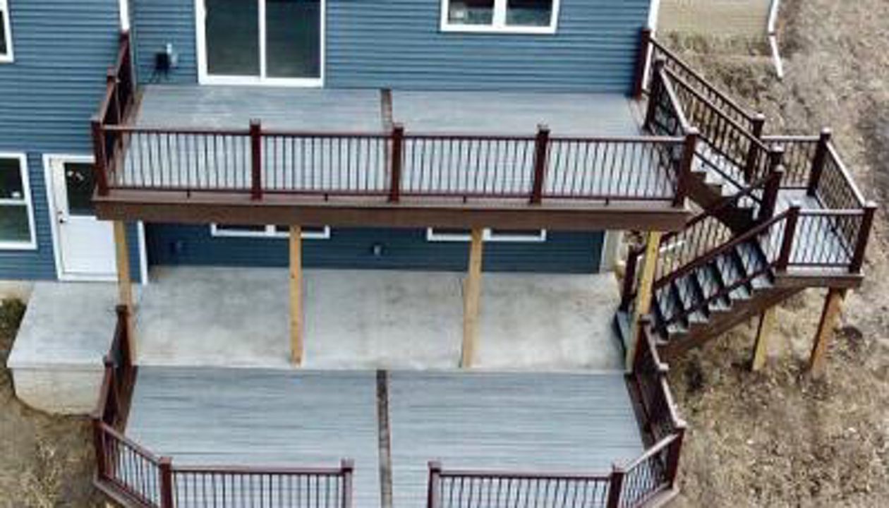 Muti level Trex deck with rain escape in Morton IL.