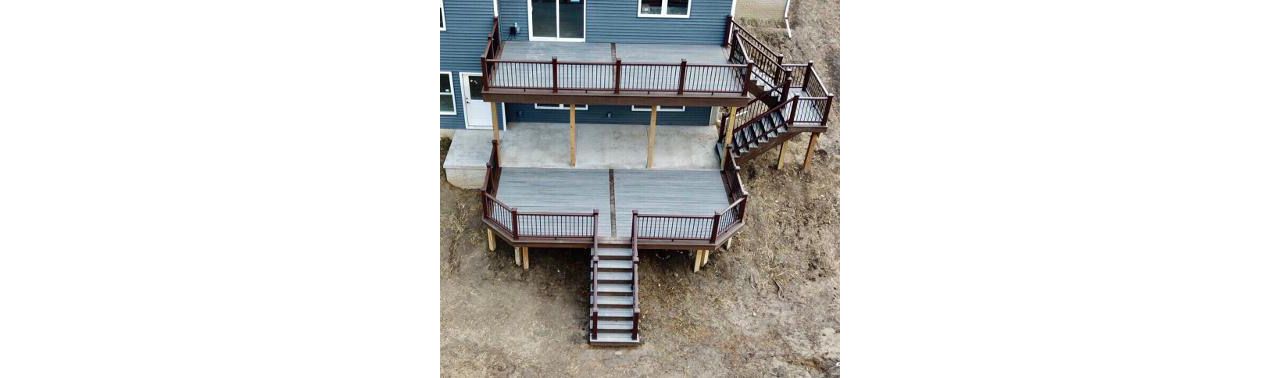 Muti level Trex deck with rain escape in Morton IL.