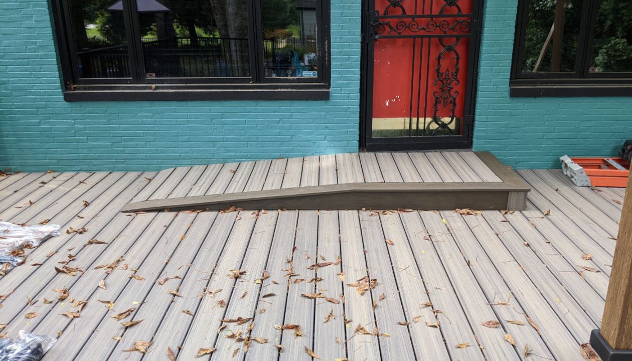 Custom Handicap ramp made from Rocky Harbor and Coastal Bluff.