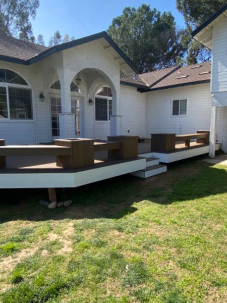 Trex decking porch and planter boxes