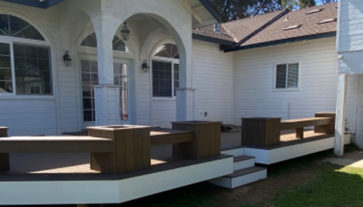 Trex decking porch and planter boxes