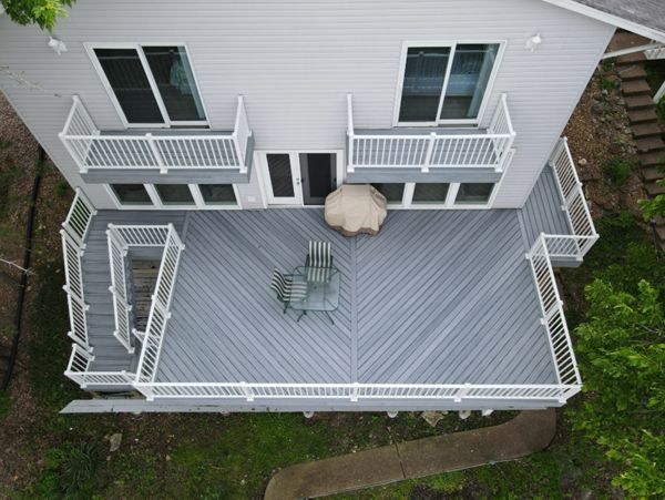 Beautiful Foggy Wharf with decking pointing to Lake of the Ozarks
