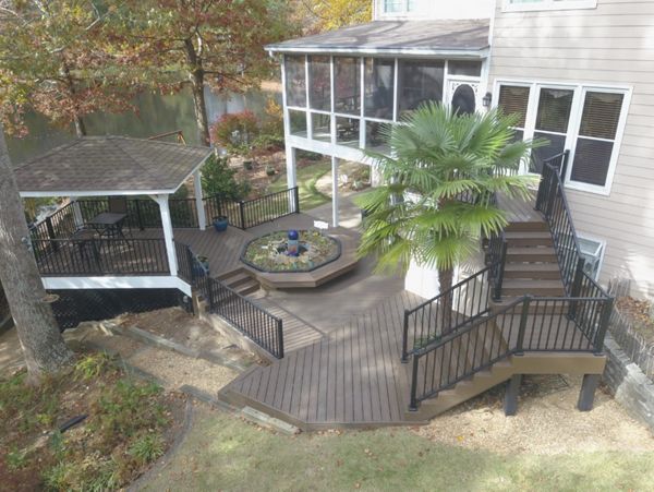 Trex Transcend Spiced Rum Deck with Trex Signature Railing with Gazebo