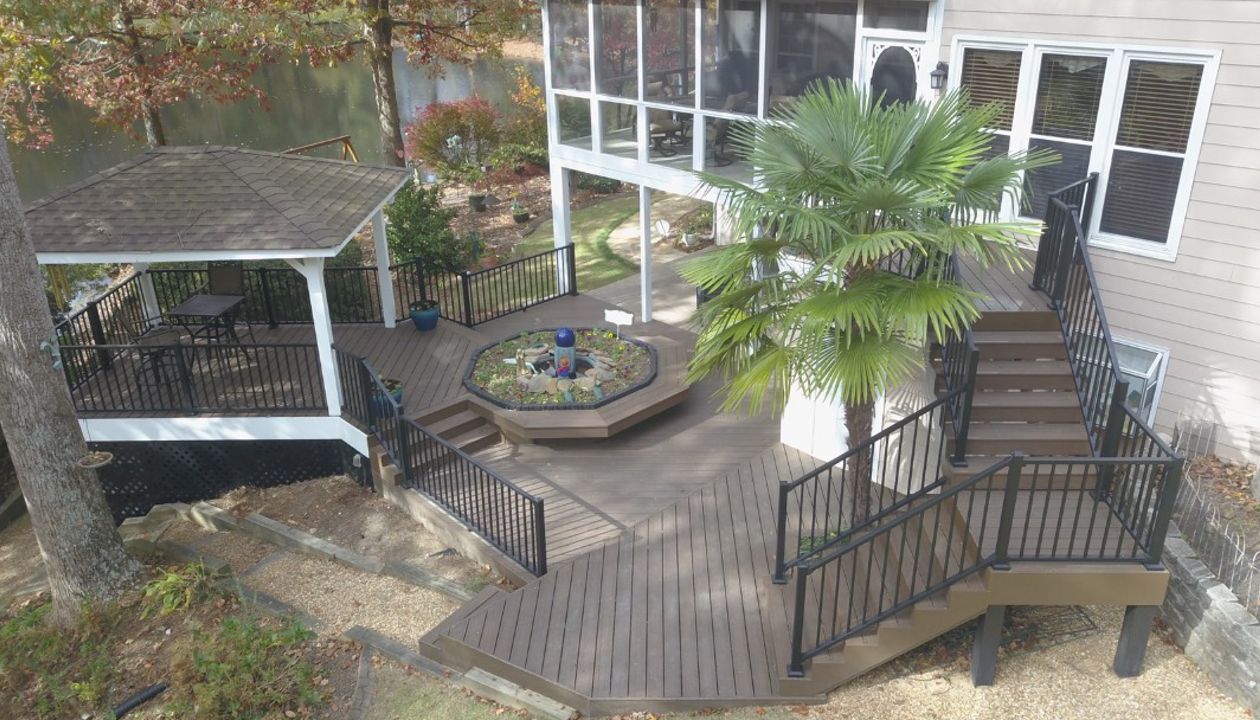 Trex Transcend Spiced Rum Deck with Trex Signature Railing with Gazebo