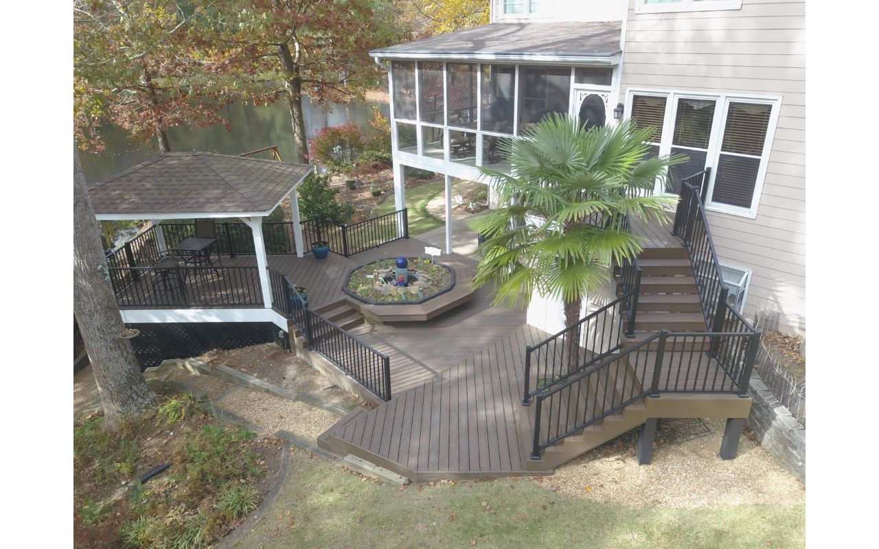 Trex Transcend Spiced Rum Deck with Trex Signature Railing with Gazebo