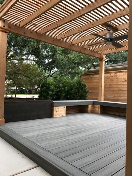 Island Mist Deck with Pergola in Front Yard 2