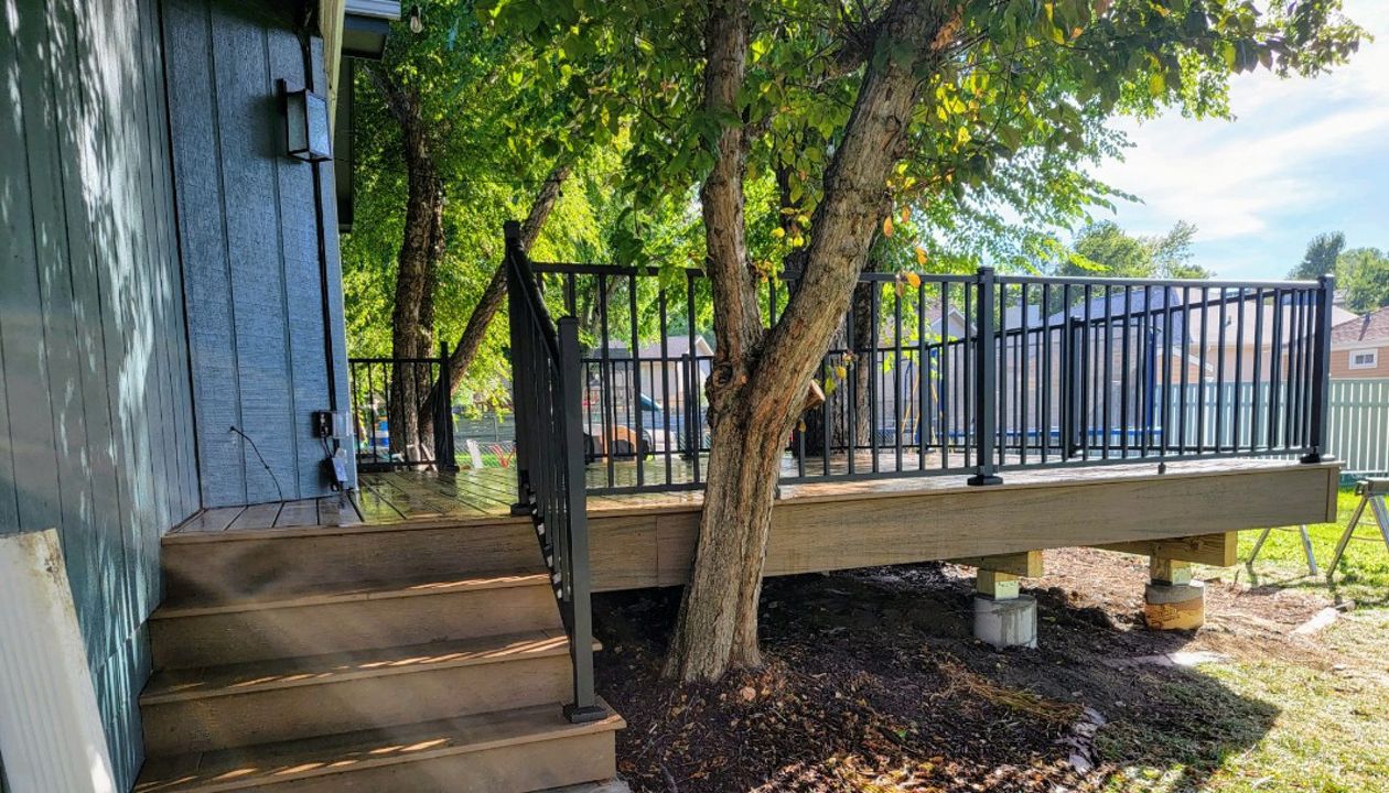 Toasted Sand, Black Aluminum Railing