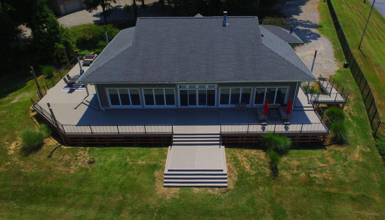 2800 sqft Trex Transcends Gravel Path Floating Deck and House