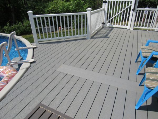 TrexSelect color Pebble Grey and Transcend Railing color Classic White