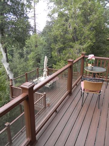 Trex Transcends decking with glass railing, Palomar Mt., CA