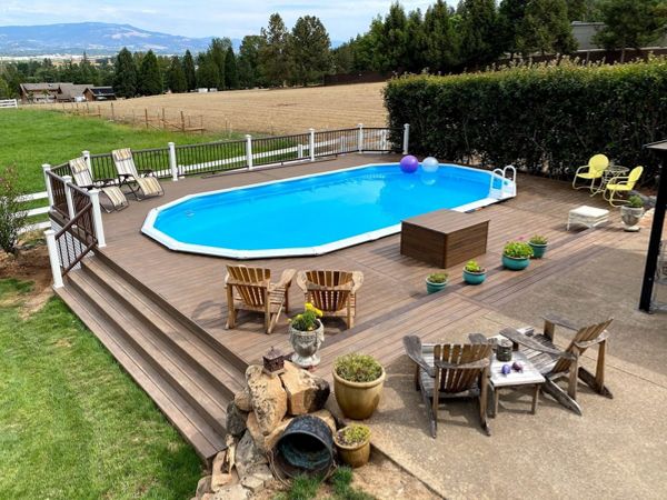 Extend pool deck around pool