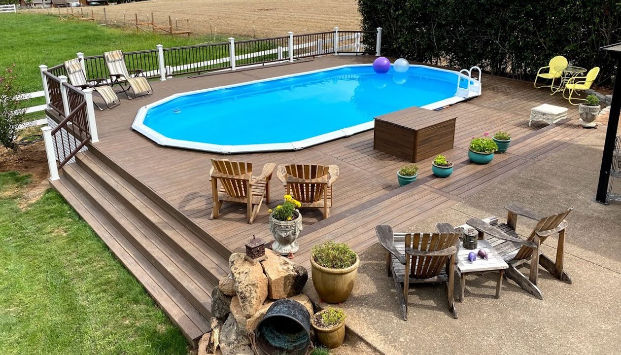 Extend pool deck around pool