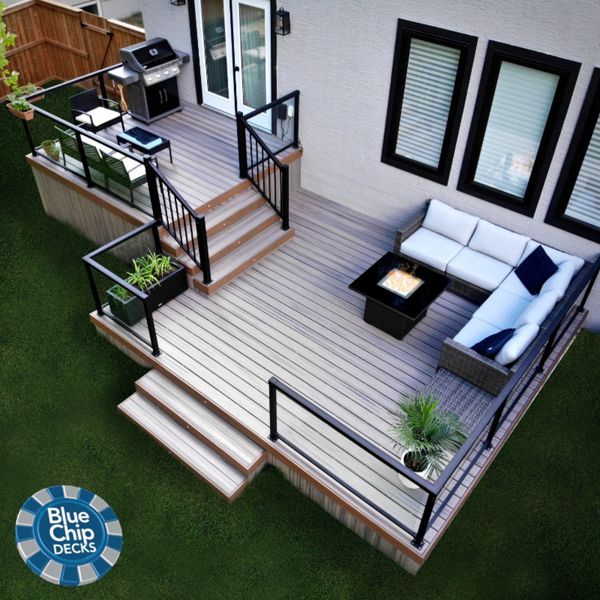 Two-Tier Trex Enhance Naturals Deck With Rocky Harbor Decking & Toasted Sand Fascia