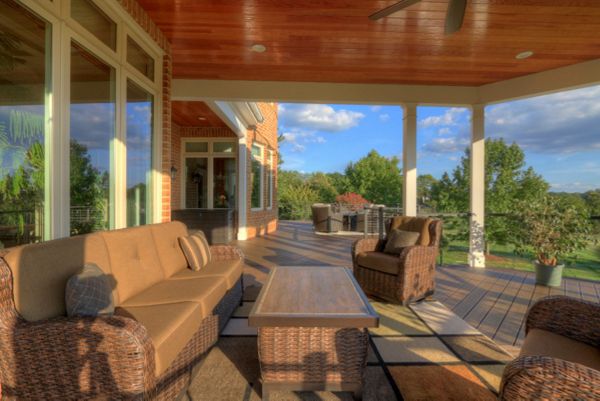 Trex Transcends Deck, Open Porch, Rain Escapes, Cable Rail System