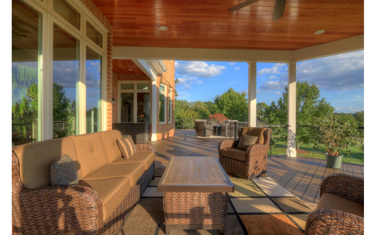 Trex Transcends Deck, Open Porch, Rain Escapes, Cable Rail System