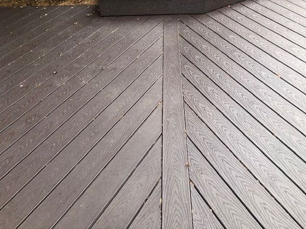 Trex Select Woodland Brown feature board with a 45 degree angle of the deck boards is fantastic look with Trex Universal Hideaway fasteners