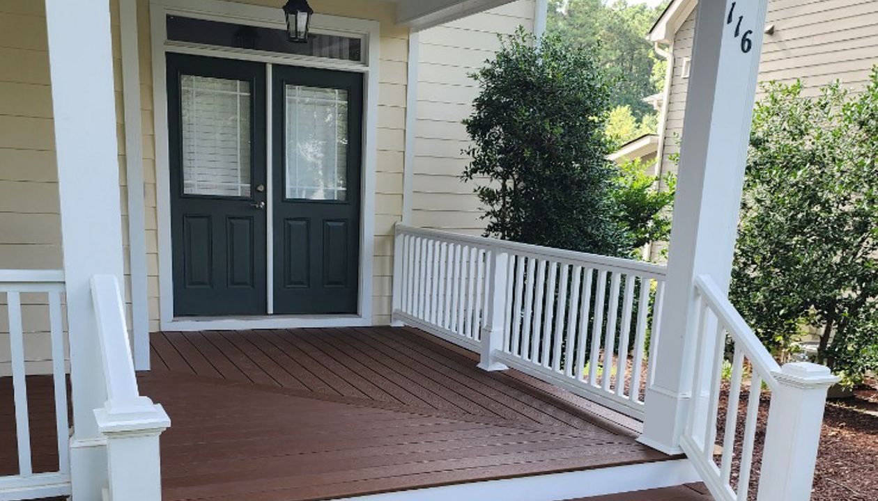 Trex Select Saddle With White PVC Fascia, Holly Springs NC