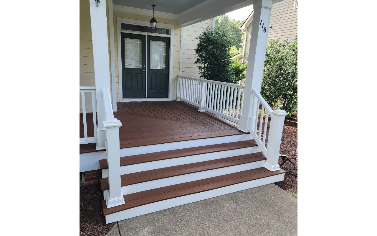 Trex Select Saddle With White PVC Fascia, Holly Springs NC