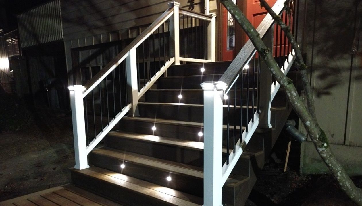 Transcend decking, railing, and lighting