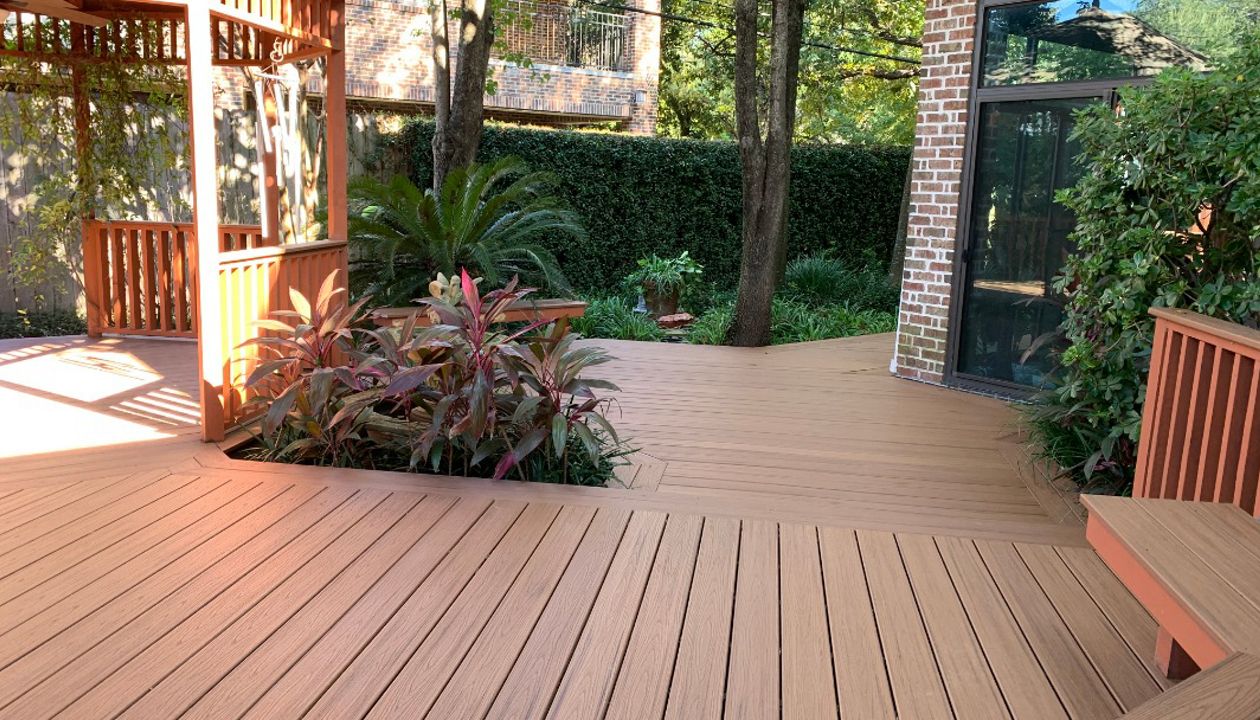 Tiki Torch Deck with existing Rails and Gazebo