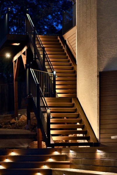 Stone Ridge signature floating stairs in Havana Gold and Spiced rum