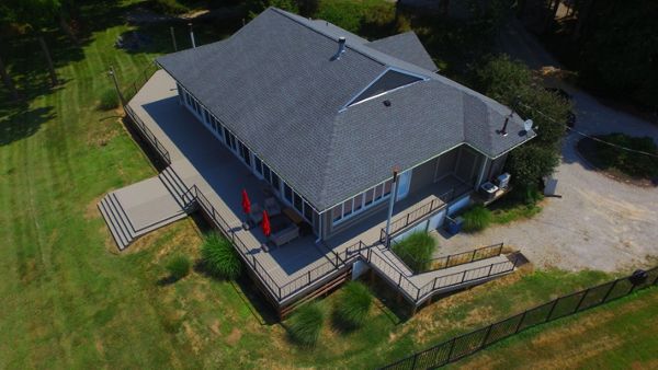 2800 sqft Trex Transcends Gravel Path Floating Deck and House